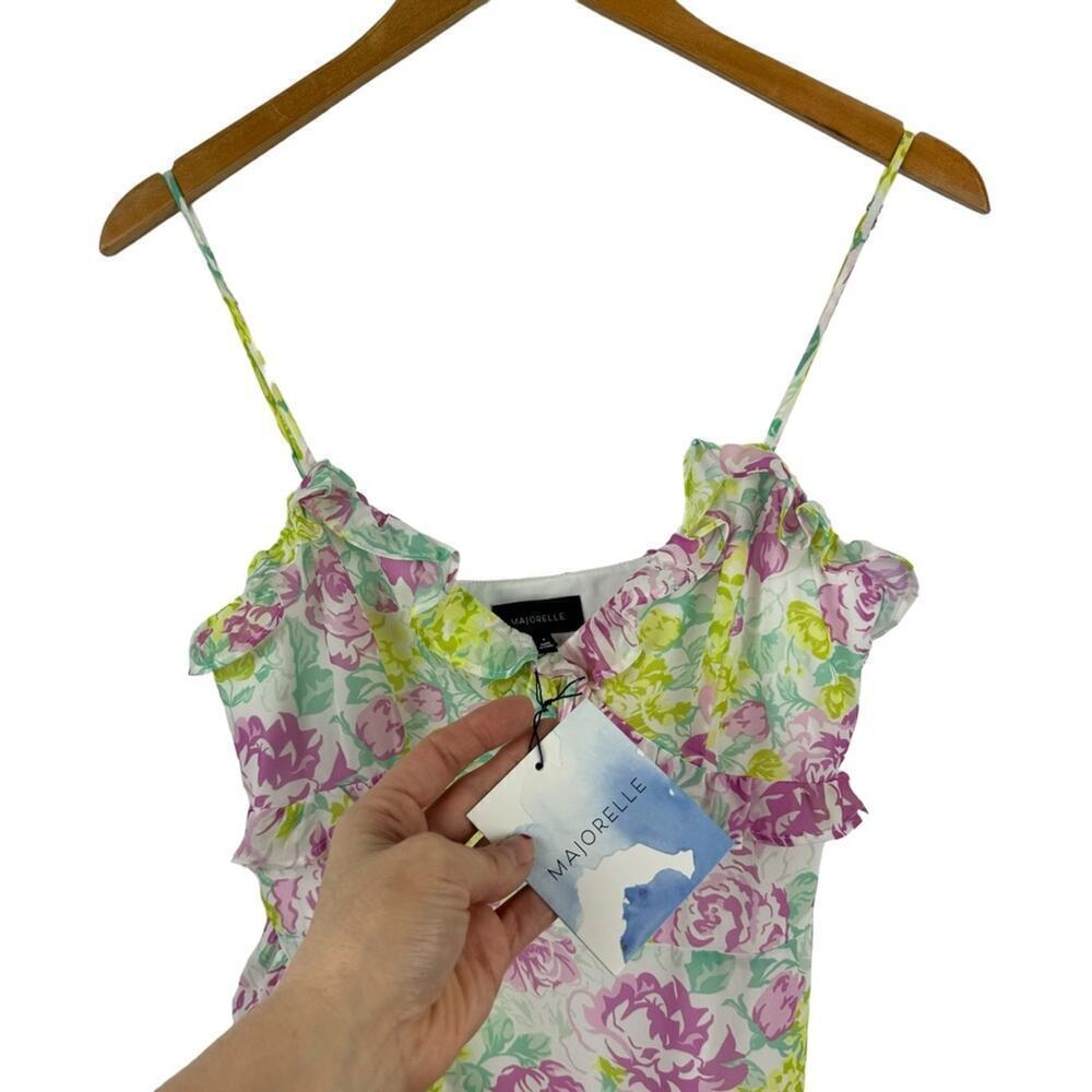New Majorelle Summer Gown Dress Pink Summer Fling Floral Asymmetrical Hem Medium - Picture 7 of 16
